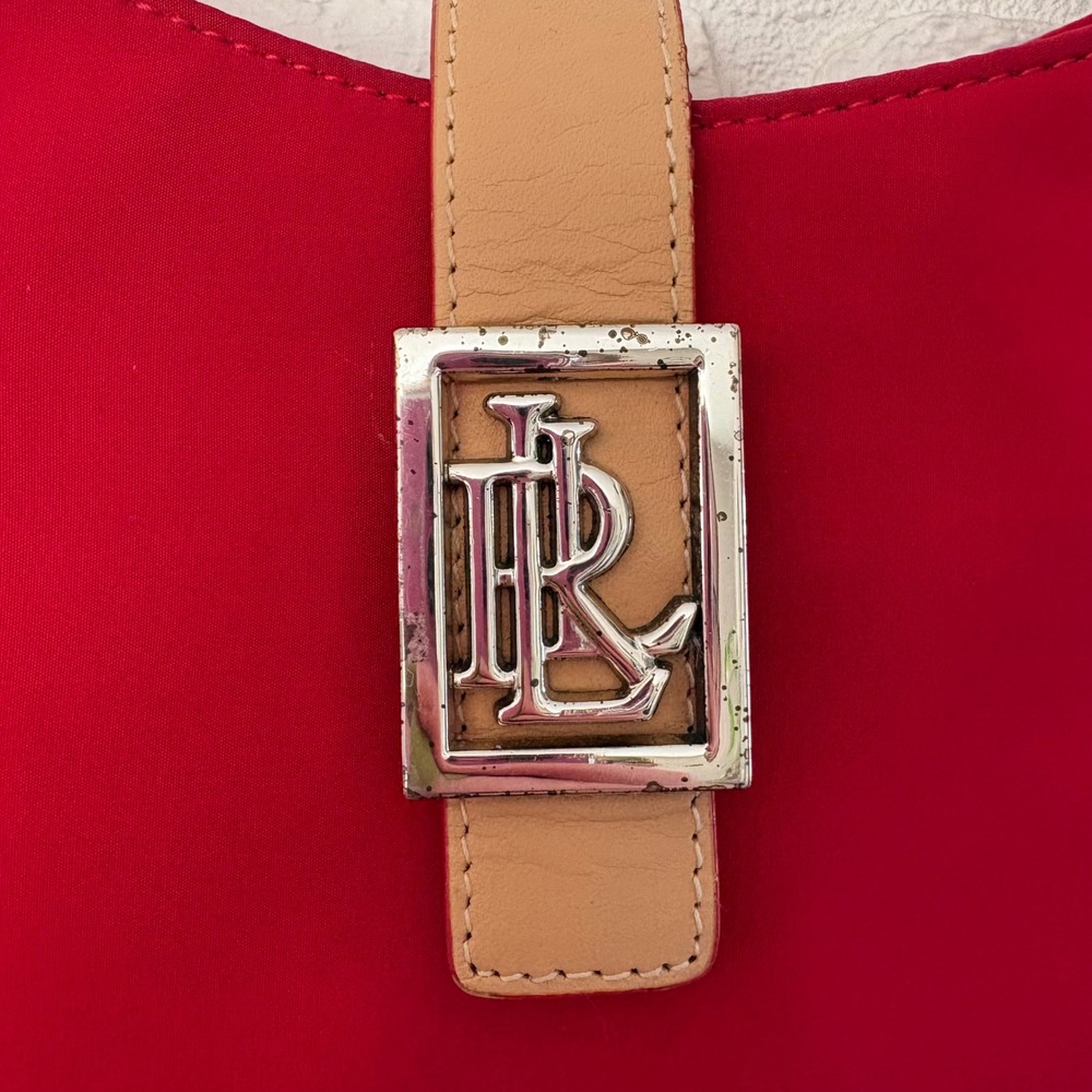 Ralph Lauren Vintage Y2K Red Nylong Leather Shoulder Bag - Picture 3 of 7
